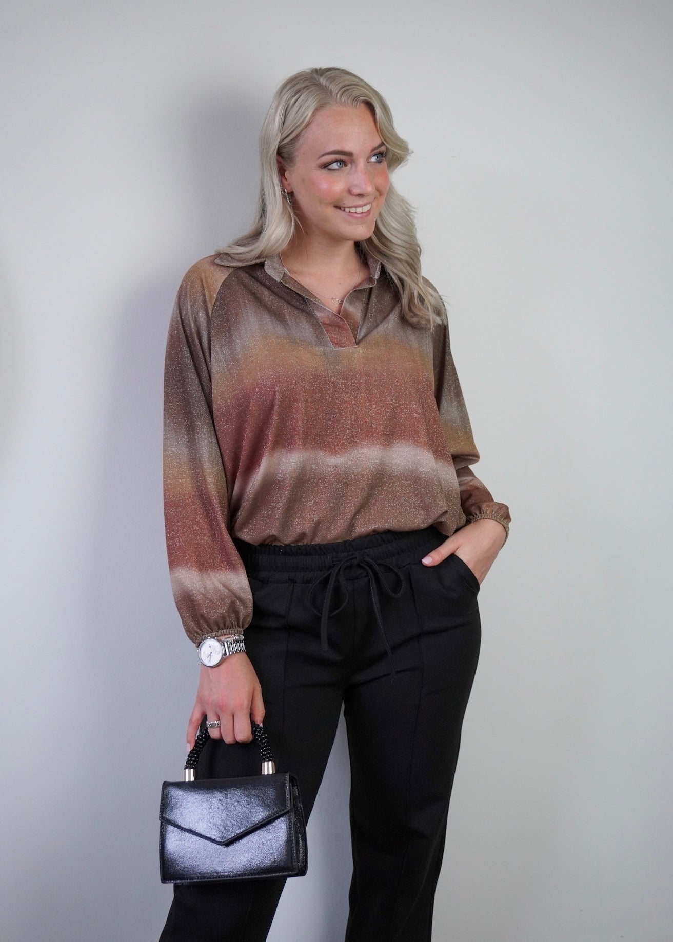 Carol blouse tie-dye bruin - Styles And More