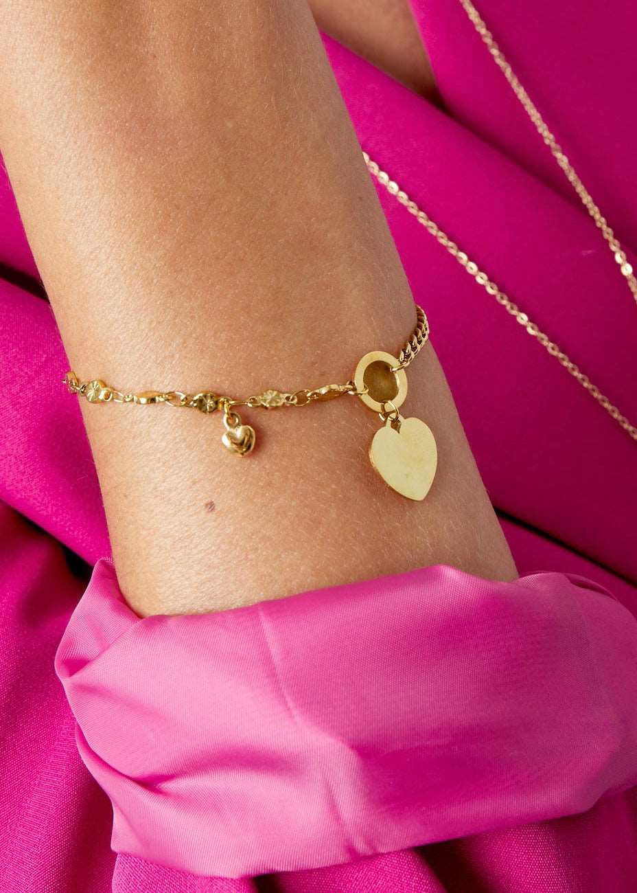 Rosalie armband schakels met hartjes goud - Styles And More