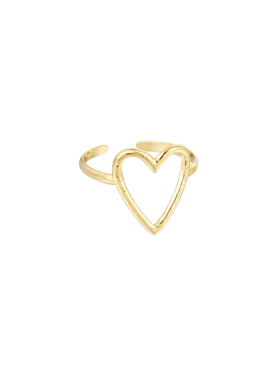 Roos ring groot hart goud - Styles And More