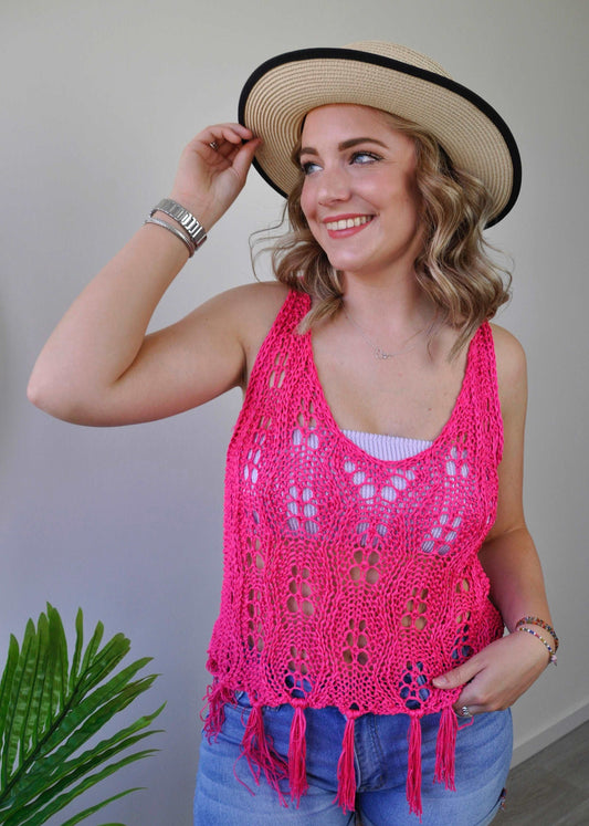 Strand top fuchsia roze - Dionne - Styles And More