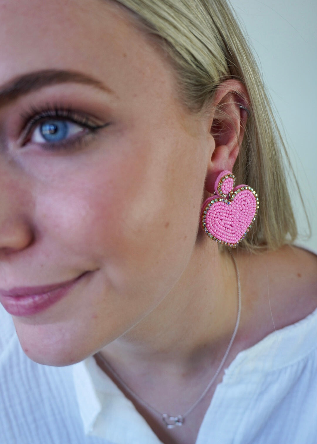 Kralen oorbellen hart - roze - Styles And More